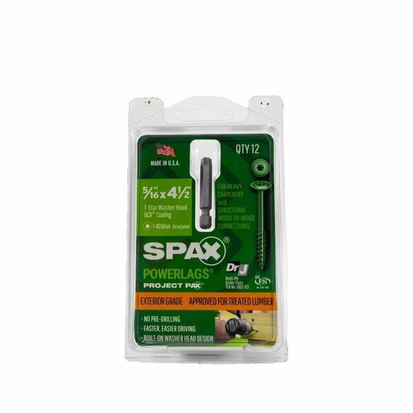 Spax LAG SCREW 5/16in. X4-1/2in. 45818208011543